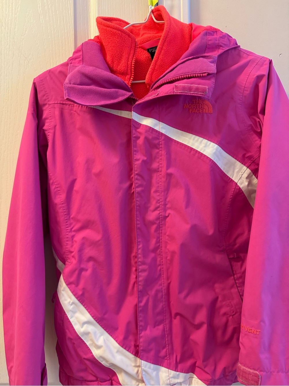 The North Face Kids Pink Waterproof Raincoat with Reflective Accents